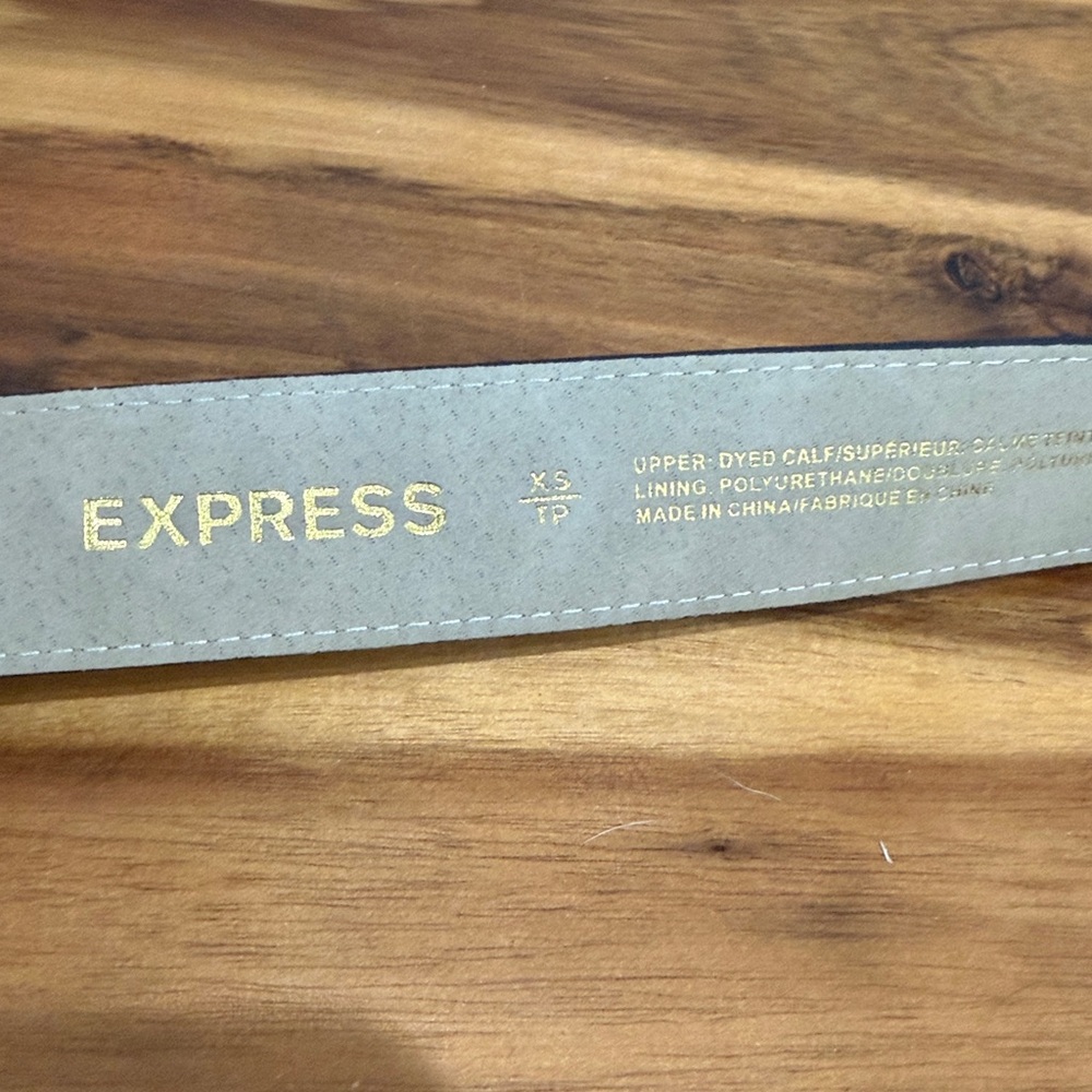 Express Leopard Print Calf Hair Belt with Dual Gold Ring Buckle size XS - Picture 2 of 4